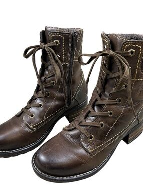 Taos Quilted Leather Ankle Boots Chocolate Brown - Size EU 37/US 6-6.5